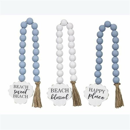 YOUNGS Wood & MDF Nautical Beads String with Tag, 3 Assorted Color 62108